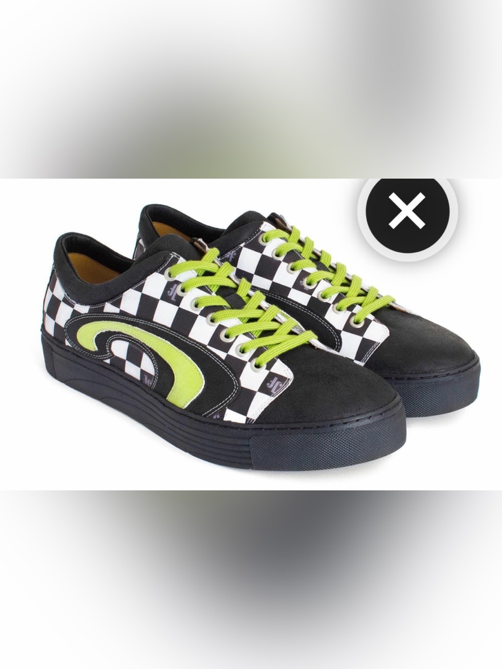 Fluevog EXCELLENT LoPro Fakie B&W monogram check/swirl sneaker-10 (fits 10.5)